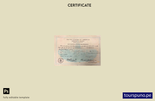 Plantilla de certificado de nacimiento del Departamento de Comercio de los Estad